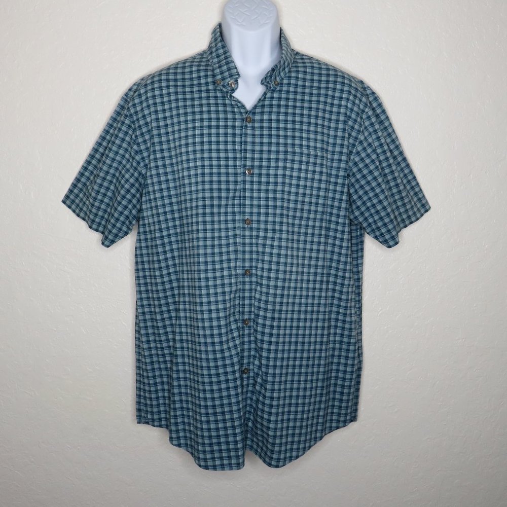 Van Heusen* Men's Short Sleeve Button Down Curved Hem Pocket Shirt~‎ Size XL